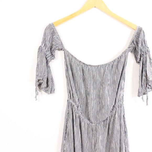 *American Eagle Outfitters Off the Shoulder Stripped Romper - Picture 3 of 6